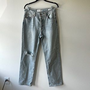 Denim Forum 90s Joni Lo-Rise Loose Jean with Distressing Detail